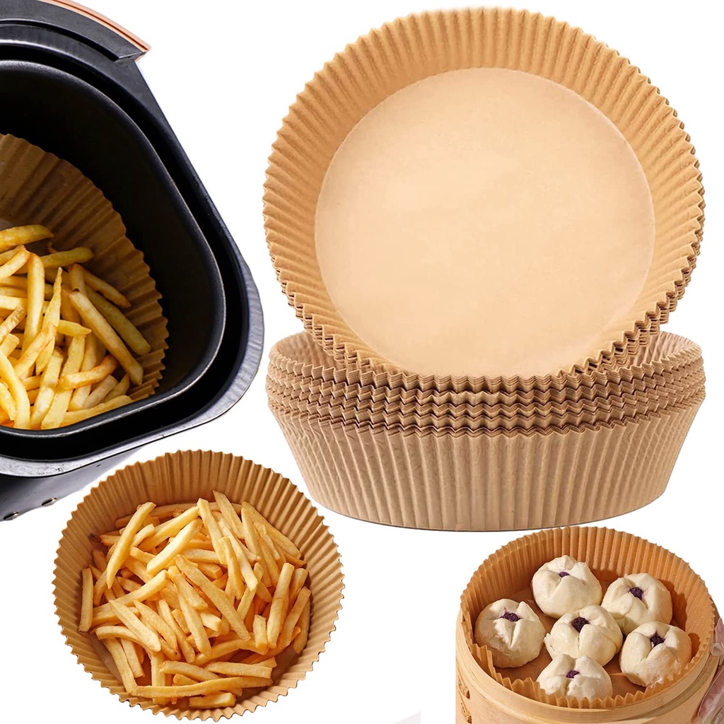 Set 30/ 50 khay giấy nến lót nồi chiên không dầu dùng một lần hình tròn chống dính