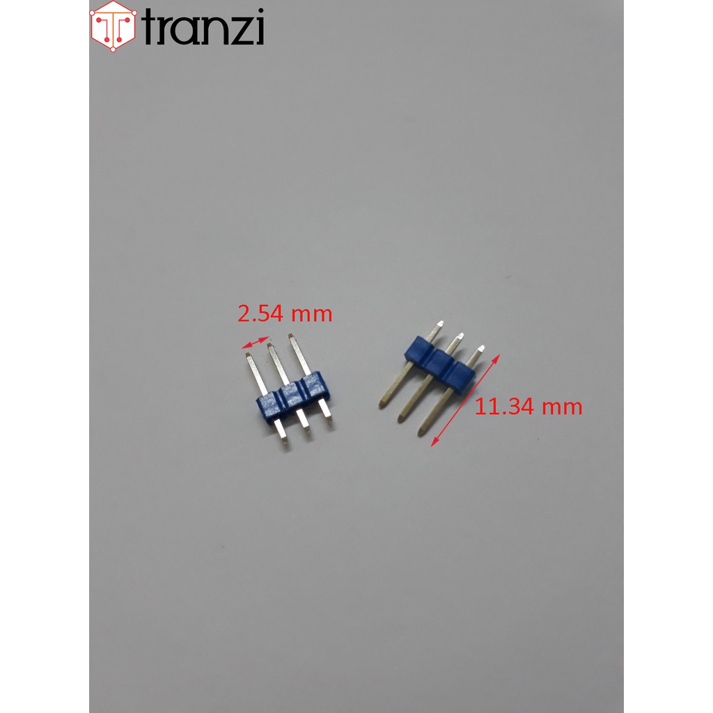 Giăm cắm 2.54mm đơn đực thẳng 3P 11.34mm xanh lam - túi 50 cái