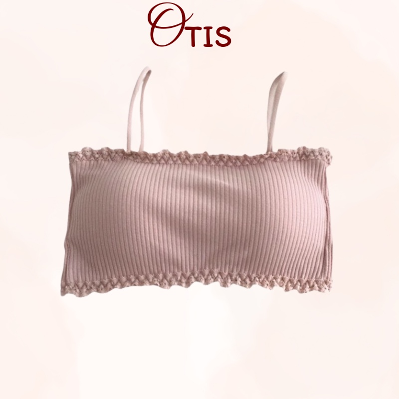 Áo lót bra cotton co dãn đệm mỏng họa tiết viền ren xinh xắn cho nữ OTIS - A636