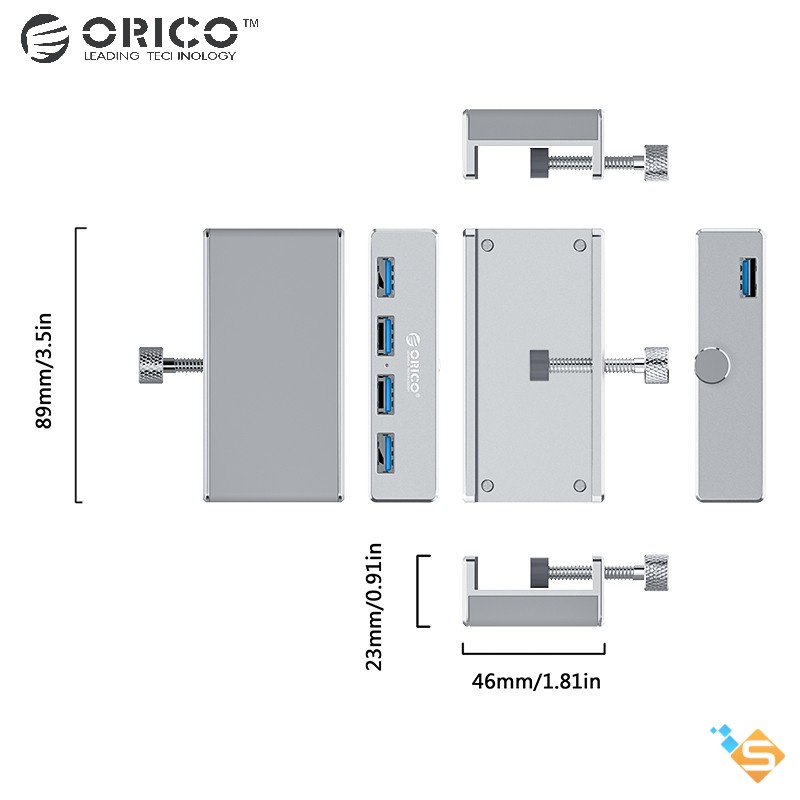 ORICO Bộ Hub Chuyển đổi USB có 4 cổng USB 3.0 tốc độ cao thiết kế dạng kẹp MH4PU-P - Bảo Hành 1 Năm