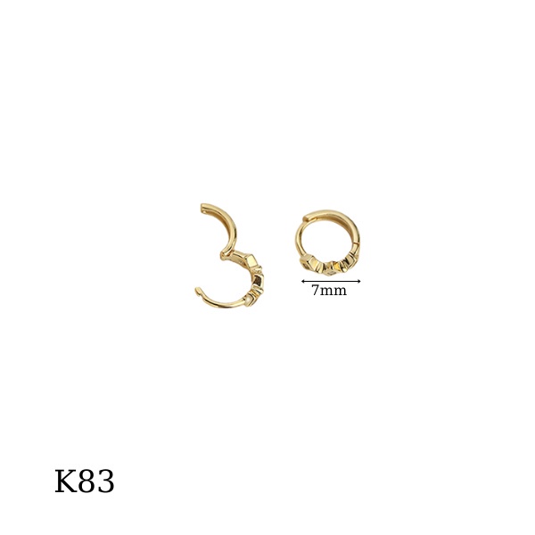 Khuyên tai tròn nữ bạc đính 3 đá nhỏ xi kim và mạ vàng Lina dễ thương | HARMONY ACCESSORIES K83
