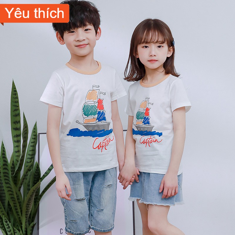 Áo phông bé trai, áo thun cotton cho bé in hình hàng xuất Hàn