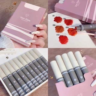 Set 5 son kem lì chocolate mèo vongee