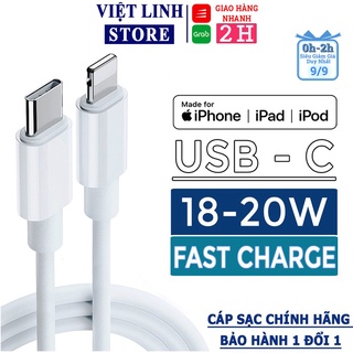 Dây cáp sạc iPhone sạc nhanh PD 20w 18w, dành cho iphone 11/11 promax, Ipad, iPhone - Hàng chính hãng - Việt Linh Store