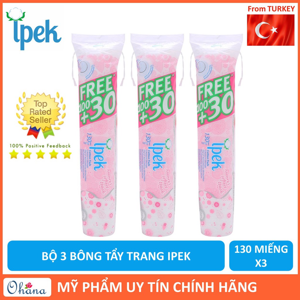 Combo 3 Bông Tẩy Trang IPEK 130 Miếng (Thổ Nhĩ Kì)
