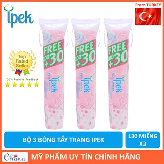Combo 3 bông tẩy trang ipek 130 miếng