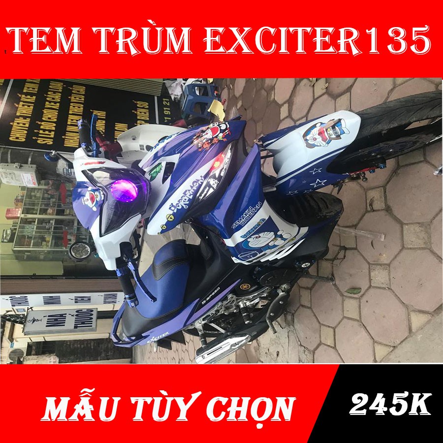 Tem trùm exciter 135ex doremon xanh tím trắng