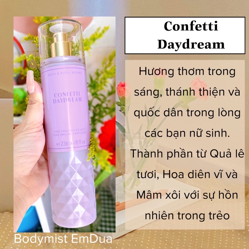 🎀Body mist / Xịt thơm toàn thân Bath & Body Works CONFETTI DAYDREAM