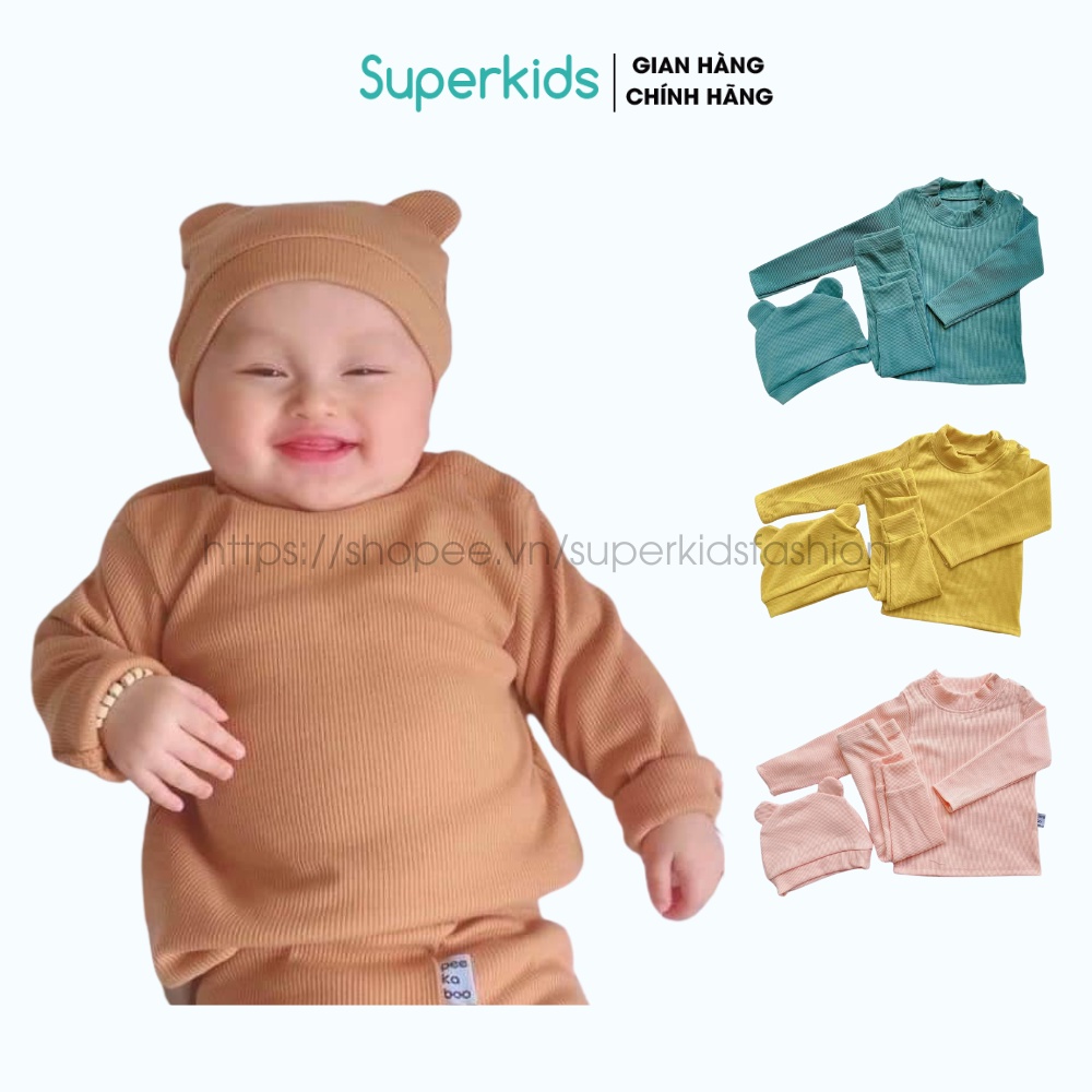 Bộ len tăm mũ rời tai mèo cho bé 5-15kg QATE758