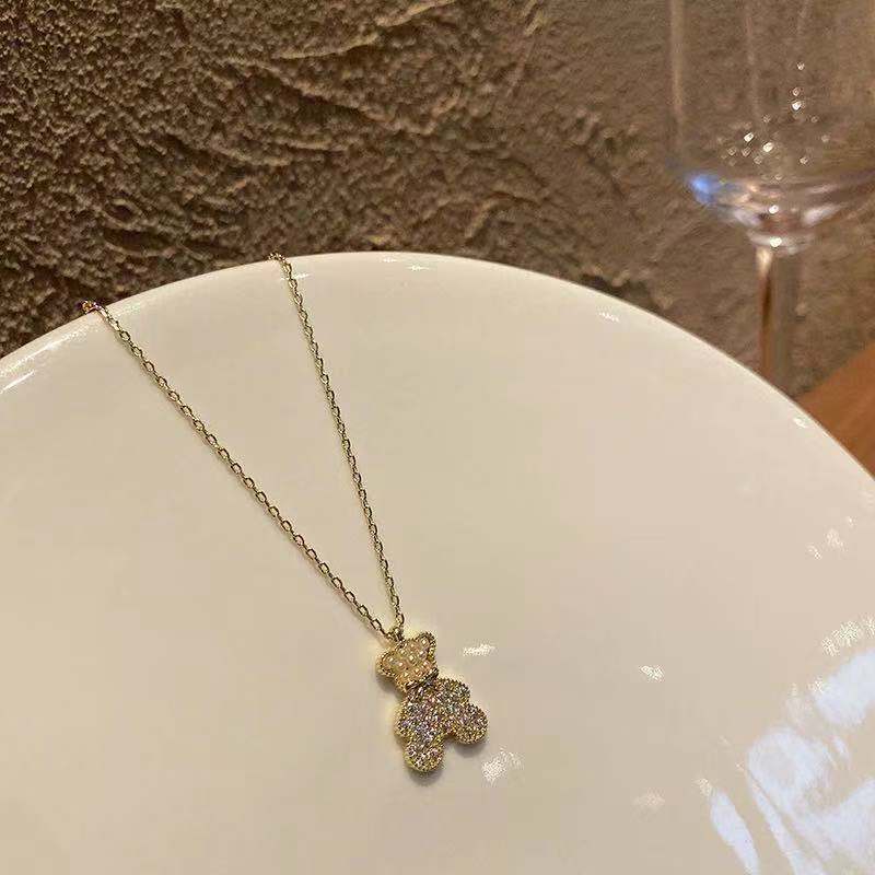 Vòng cổ Hình Gấu Đính Đá Dễ Thương Cho Nữ