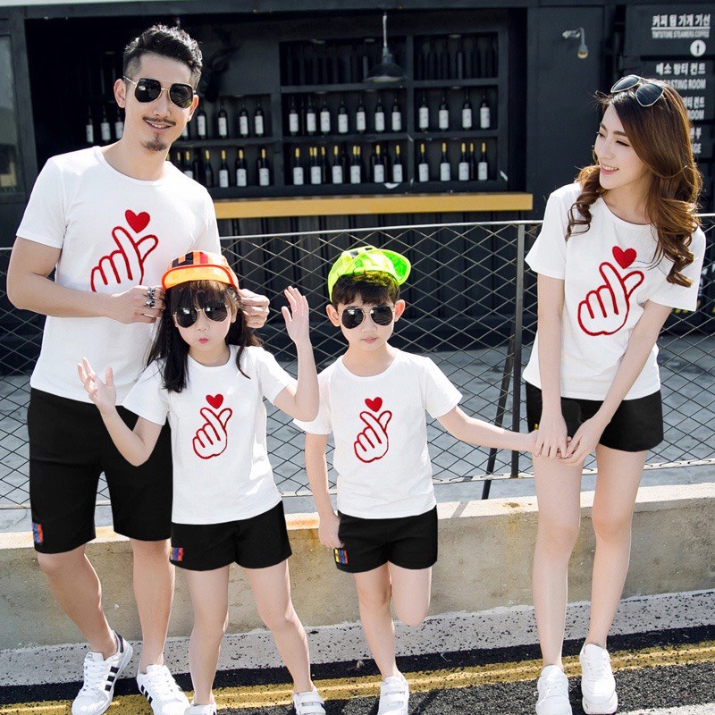 Áo Thun Gia Đình Bắn Tim Màu Đỏ Áo gia đình 3,4,5 người