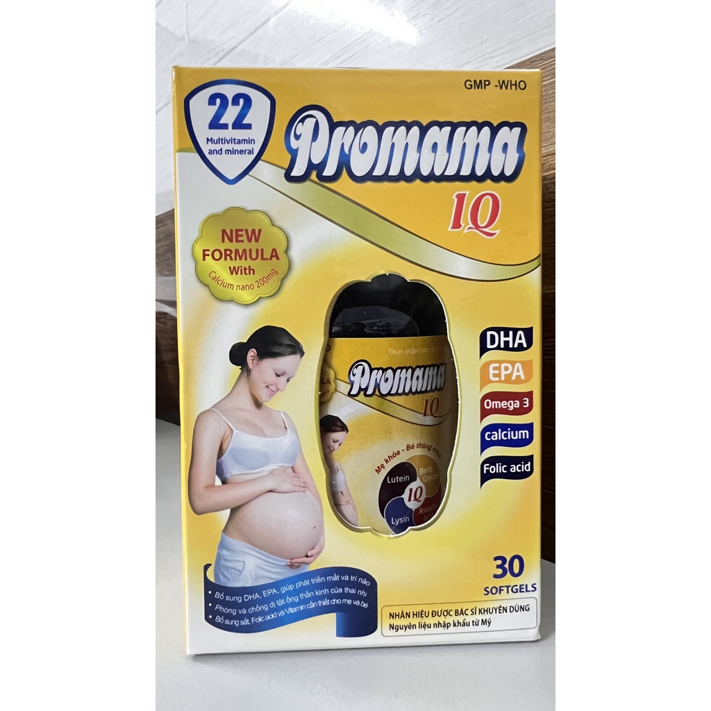 Viên bổ tổng hợp dành cho bà bầu Promama IQ cho phụ nữ dự định mang thai có thai cho con bú,sau sinh.suckhoechomoinha