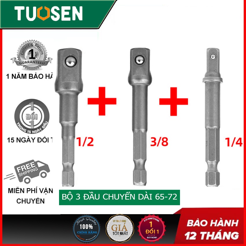 Bộ 3 đầu chuyển đổi máy khoan thành đầu vặn khẩu TUOSEN - Thép Chrome 45#