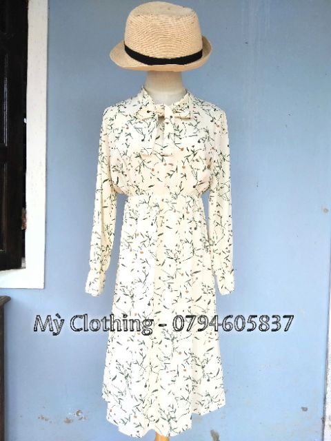 Váy hoa nhí vintage tay dài