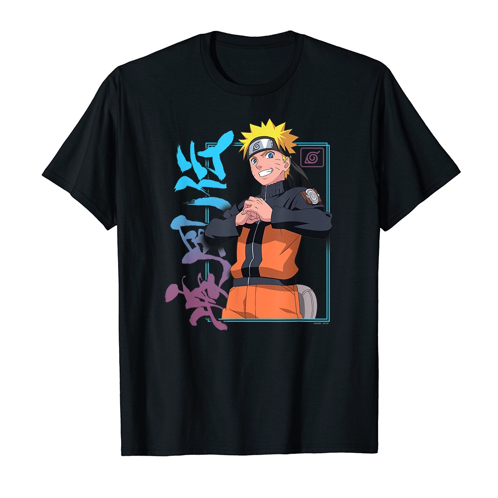 Áo thun cotton unisex HTFashion in hình Naruto Shippuden Naruto Kanji Frame