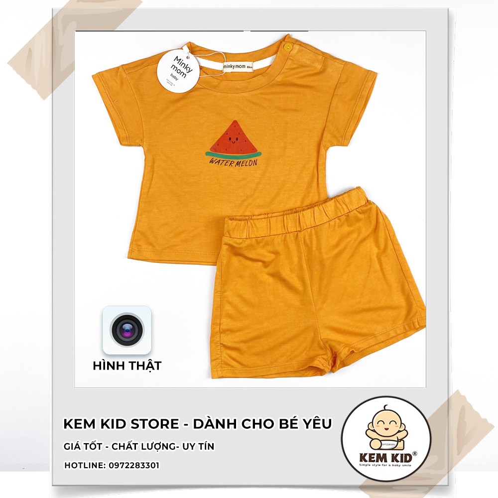 Minkymom bộ cộc in hình mùa hè ngọt ngào, vải mềm mịn, thấm hút, mát mẻ cho bé yêu