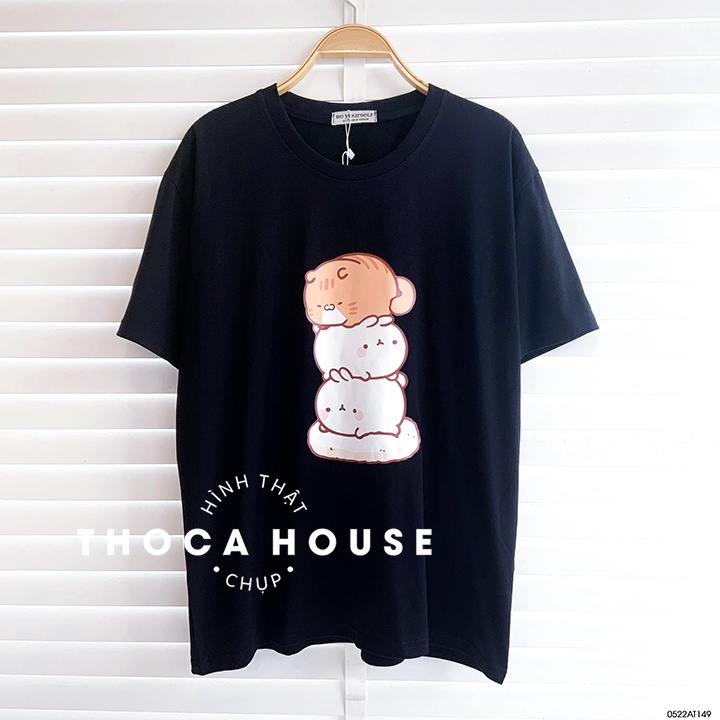 Áo thun oversize cute nữ in hình Molang THOCA HOUSE mặc đi học, đi làm, dạo phố cực dễ thương