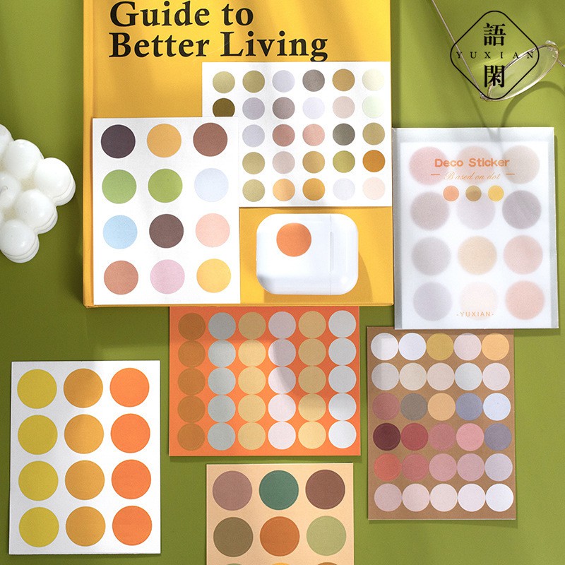 Set 10 tờ nhãn dán trang trí màu loang theo phong cách Nhật Bản