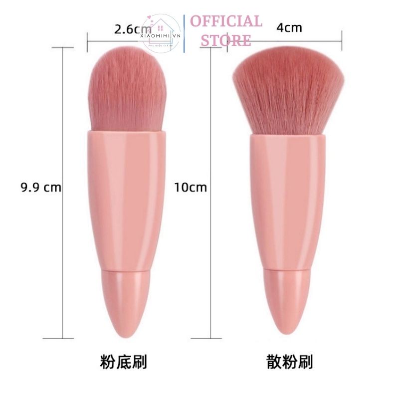 Bộ cọ trang điểm makeup cá nhân combo bộ 6 món kèm hộp gương màu hồng XIAOMIMI D1.100
