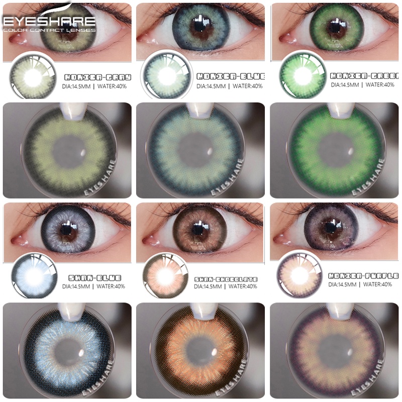Cặp kính áp tròng EYESHARE nhiều màu sắc tùy chọn xinh xắn thời trang