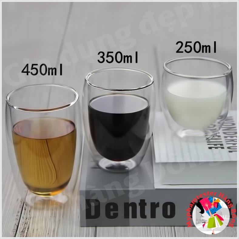 (HÀNG ĐẸP) cốc thuỷ tinh cách nhiệt hai lớp 450ml