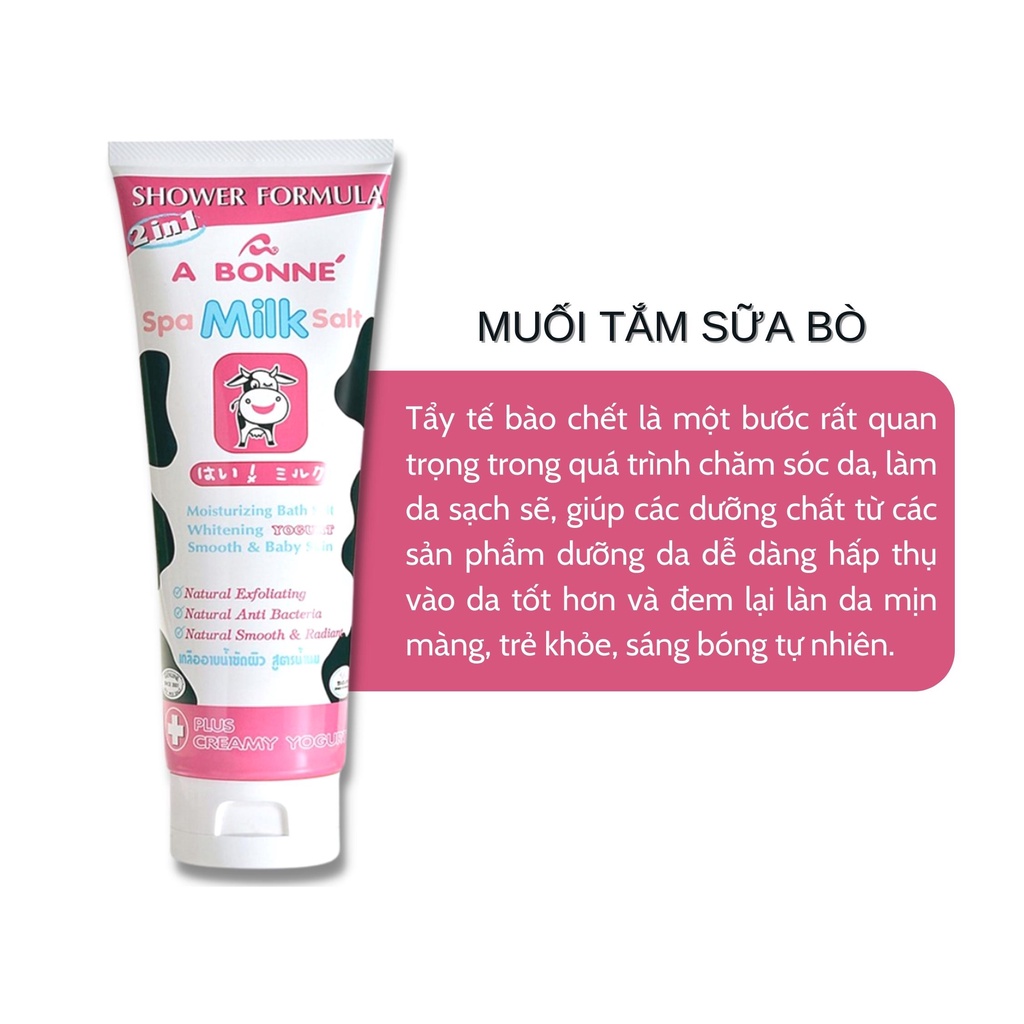 Muối Tắm Sữa Bò Spa A Bonne Trắng Da Tẩy Tế Bào Chết Body 350g (Tuýp)