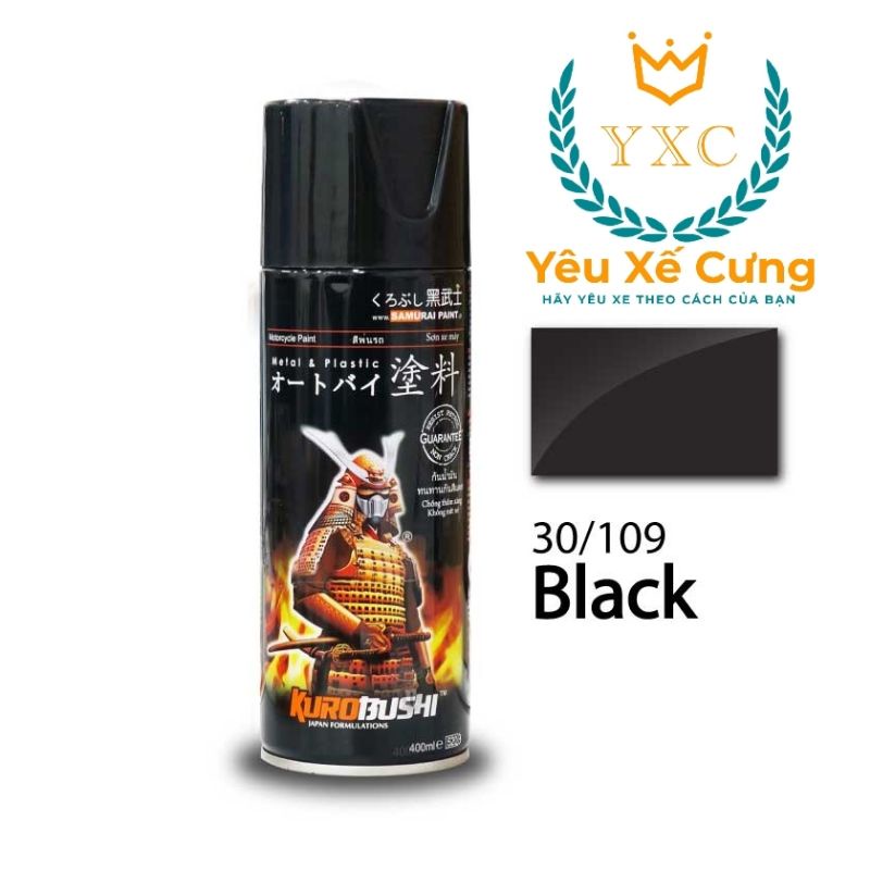 109 _ Chai sơn sịt xe máy SAMURAI 109 màu ĐEN BÓNG _ Black