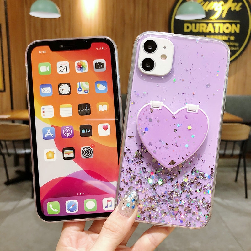 PT| iPhone SE 2020 11 Pro Max X Xr Xs Max 5 5s SE 6 6s 7 8 Plus Soft Colorful Make Up Mirror Purple Phone Case