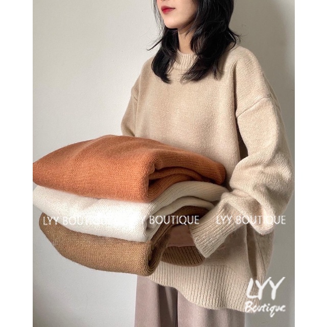 Áo len trơn basic cổ tròn chất len lông thỏ dày Quảng Châu LYY BOUTIQUE | BigBuy360 - bigbuy360.vn