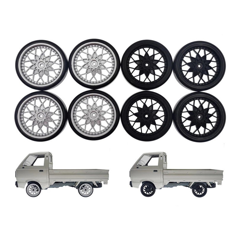 4 WPL D12 Lốp Nâng Cấp Vành Bánh Xe Trung Tâm Lốp Cao Su RC Xe Phụ Kiện Phụ Kiện Đồ Chơi Trẻ Em