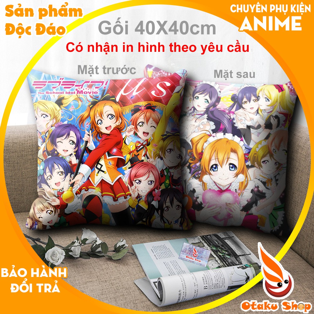 Áo gối, bao gối, gối sofa, gối tựa lưng 40x40 Anime Love Live - Otaku Shop