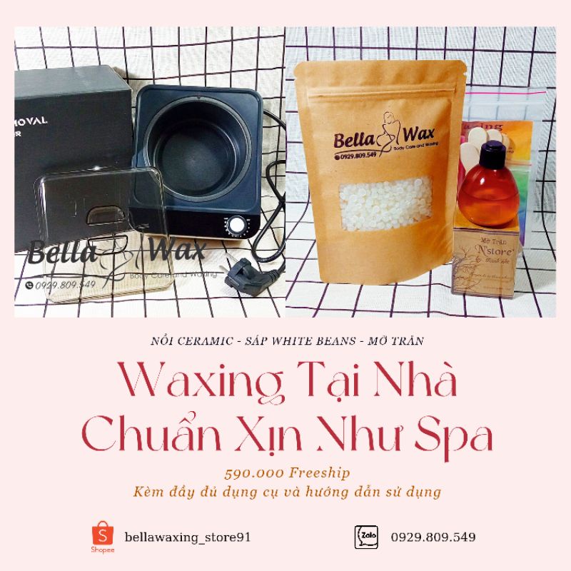 Combo Waxing Nồi Ceramic Chống Dính Cao Cấp ( Nồi-Sáp-Mỡ ) - Tặng Que Gỗ - Quà - Bột Tắm CF Dừa