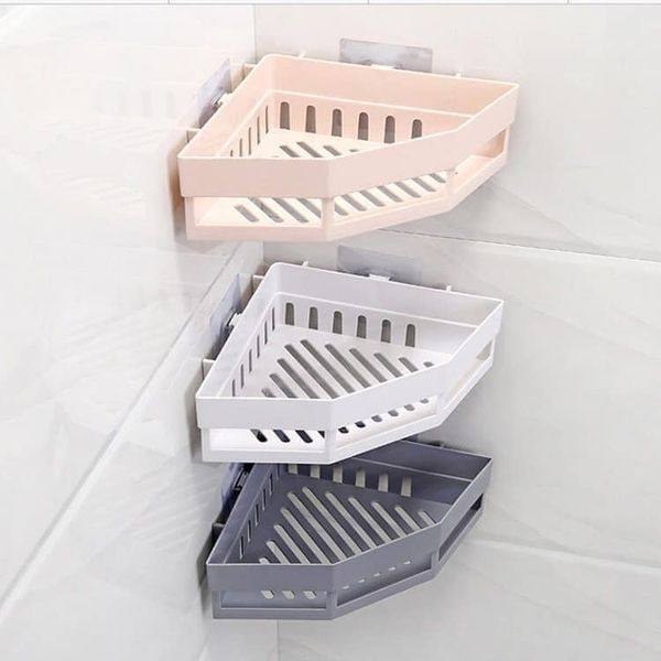 Combo 2 Kệ để đồ góc nhà tắm, nhà bếp hút chân không