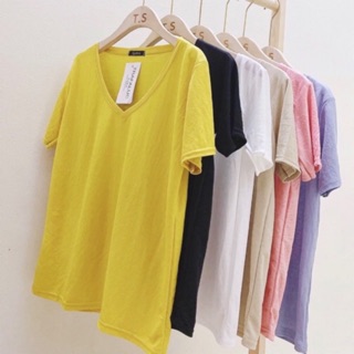 Áo phông, Áo thun giấy cổ tim nhiều màu, Chất giấy mịn mát - T&H