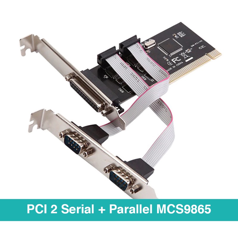 Card PCI thường chân dài sang LPT DB25 Parallel + 2 COM RS232 WinXP 7 8 10 11