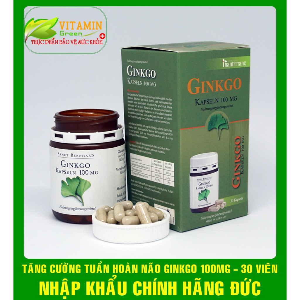  GINKGO 100MG TĂNG CƯỜNG TUẦN HOÀN NÃO 30 VIÊN | NHẬP KHẨU CHÍNH HÃNG ĐỨC