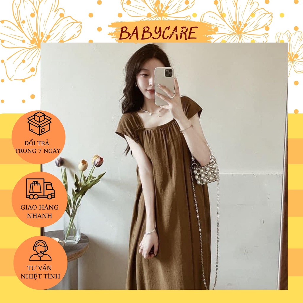 [Chất Mát M46]Váy Bầu Mùa Hè - Đầm Bầu 2 Dây Chất Đũi Trơn Mát Thoải Mái Cho Mẹ Bầu, Kiểu Dáng Nhẹ Nhàng Xinh Xắn
