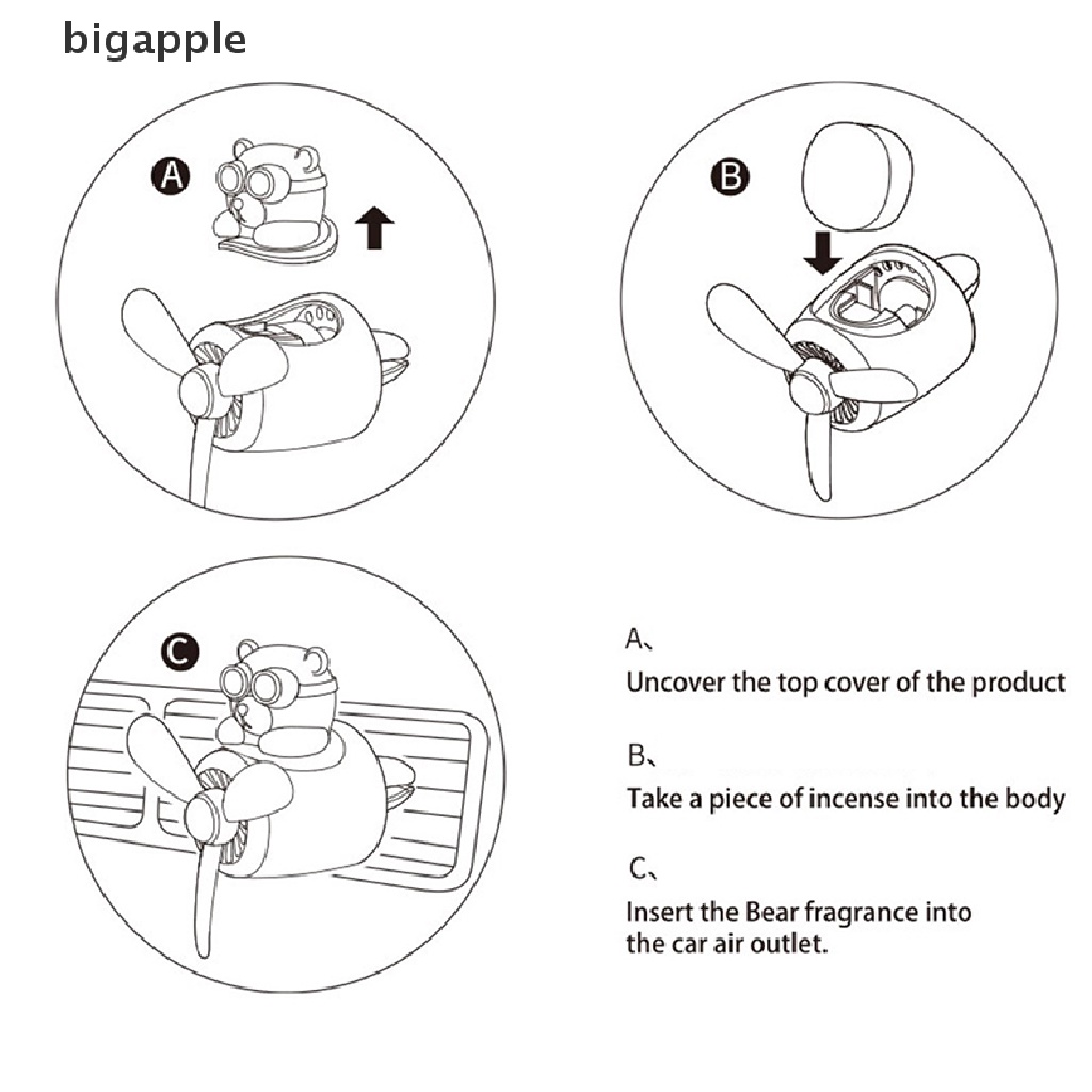Bigapple Phụ Kiện Cánh Quạt Tỏa Hương Thơm Gắn Lỗ Thông Gió Xe Hơi Phi Công Gấu Gợn Só
