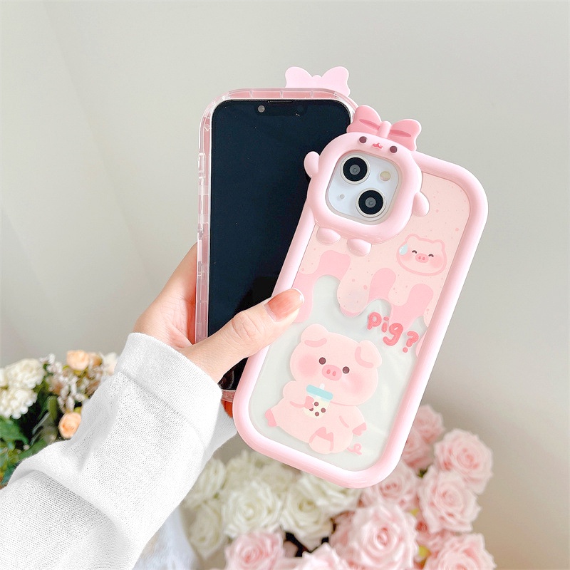 Ốp lưng iphone camera nơ heo dễ thương cho 6 6plus 6s 6splus 7 7plus 8 8plus x xs 11 12/13 14 pro max promax iphone plus