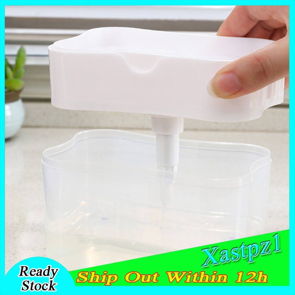 [Ready Stock] Kitchen Dishwashing Soap Pump Dispenser and Sponge Holder Handy Soap Box