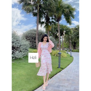 Set Đầm nữ hoa nhí, đầm voan hoa chất đẹp, kiểu dáng mới mùa hè, hàng freesize dưới 52kg mặc đẹp
