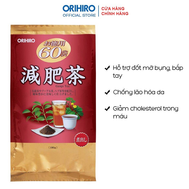 Trà giảm mỡ bụng thảo dược Genpi Orihiro 60 gói Nhật Bản