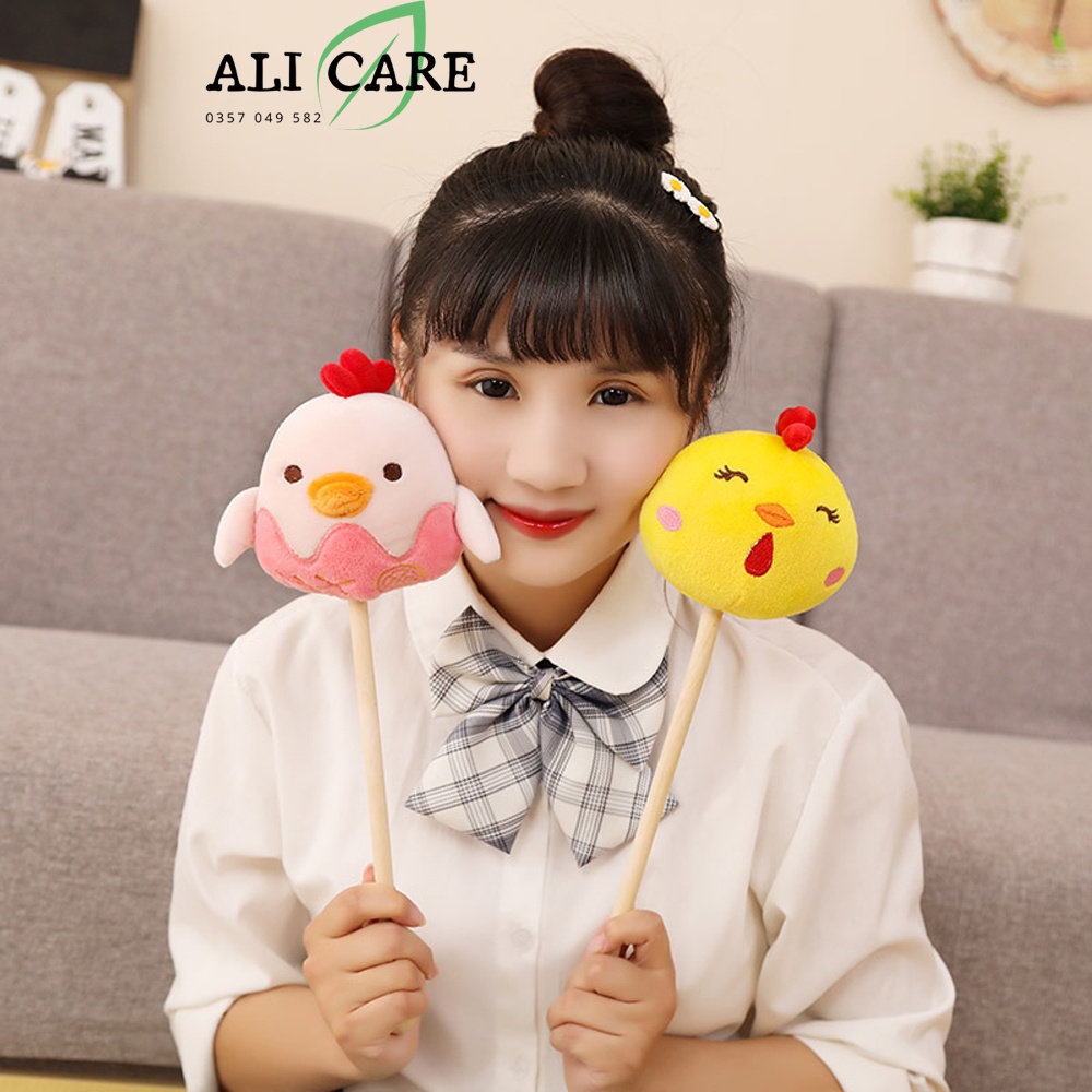 Gậy đấm lưng hình thú nhồi bông đáng yêu, cây đấm lưng thư giãn vải bông mềm, tay cầm bằng gỗ chắc chắn ALI CARE