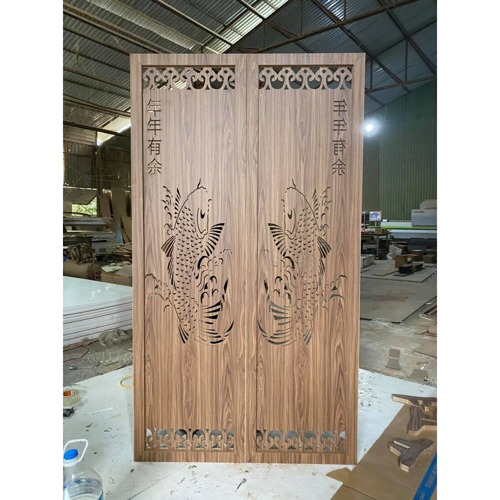 Bình Phong Vách Ngăn Cá Chép Phong Thủy Trang Trí KIKO Gỗ MDF 15mm chống Mọt Đa Năng- VN 10751
