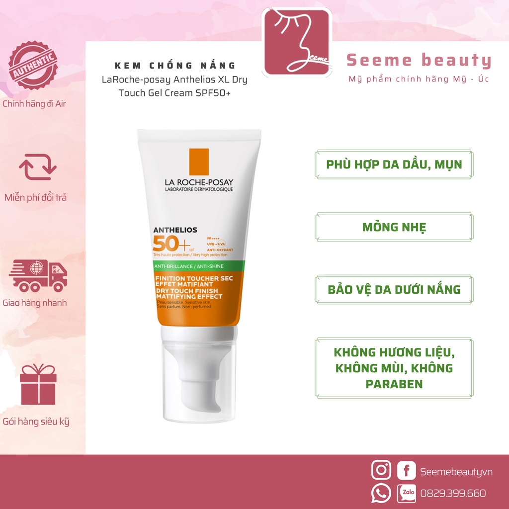 LA ROCHE-POSAY Kem Chống Nắng Cho Da Dầu Anthelios XL Dry Touch Gel Cream SPF50+ Sunscreen 50ML SeeMe Beauty BC-004