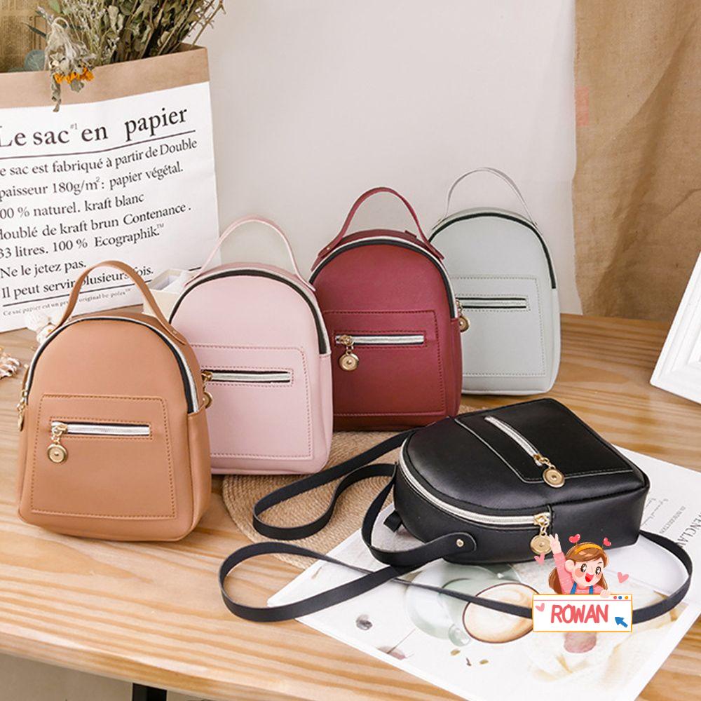 ❈Rowan❈ Ba Lô Du Lịch Da PU Mini Chống Thấm Nước Nhiều Màu Sắc Thời Trang Dành Cho Nữ