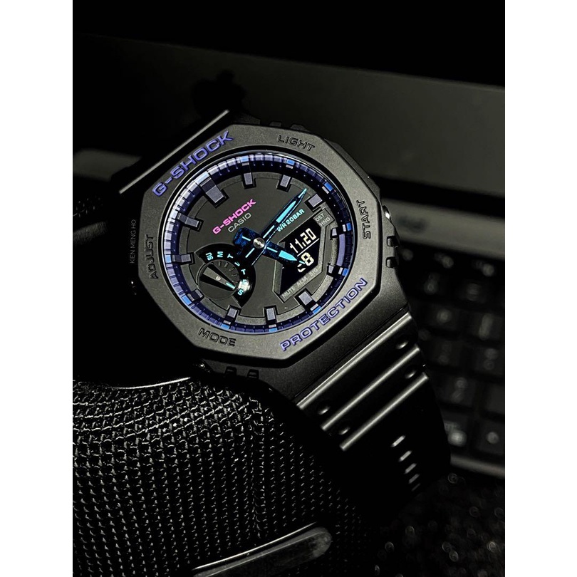 Đồng Hồ Nam Dây Nhựa Casio G-Shock GA-2100VB-1ADR Chính Hãng Lõi Carbon GA-2100VB-1A
