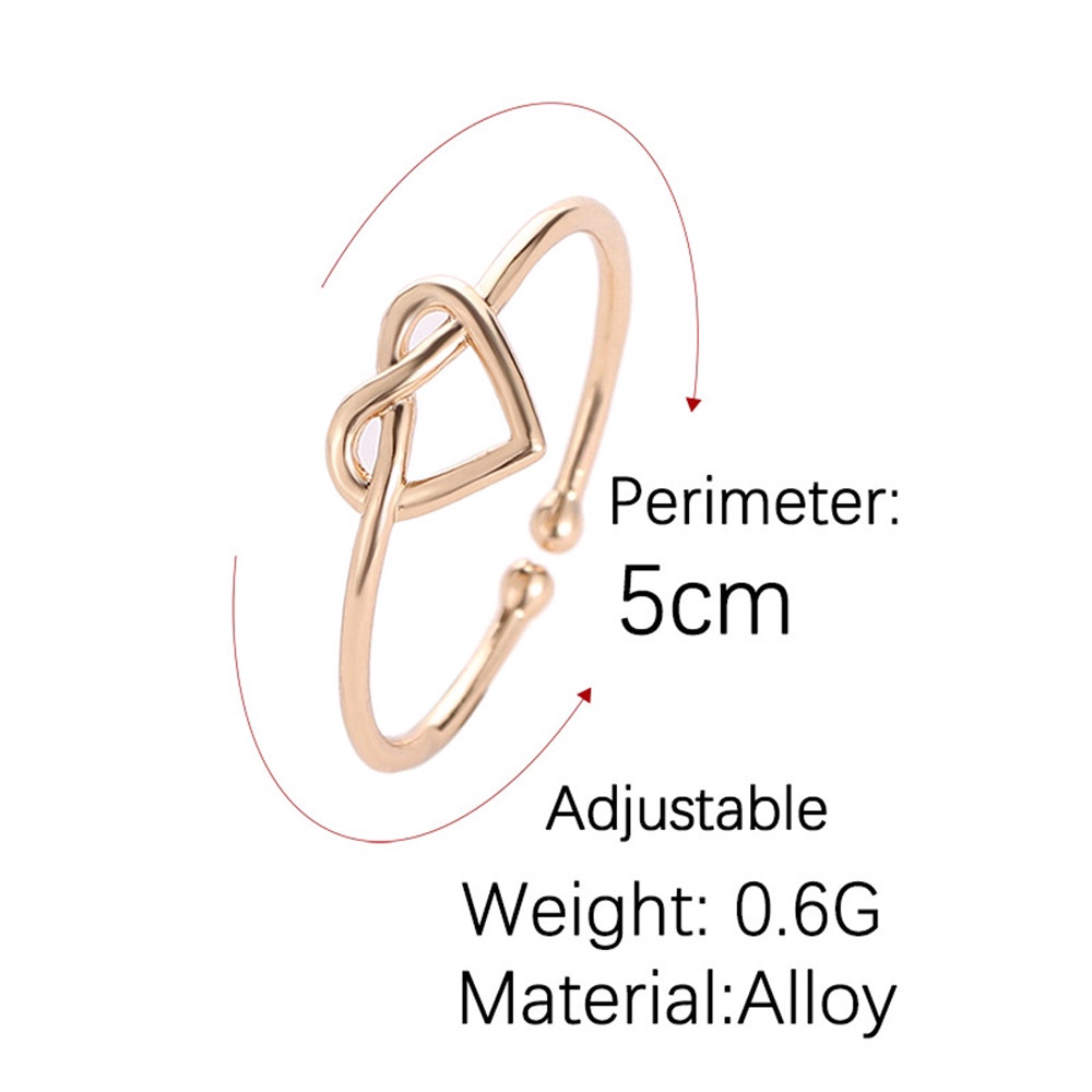 Nhẫn Đôi Thiết Kế Thắt Nút Hình Trái Tim Có Thể Điều Chỉnh