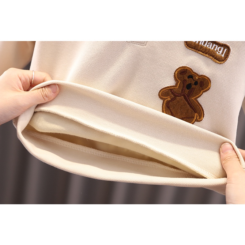 Set Áo Thun polo In Hình Gấu & Quần Dài Thời Trang Cho Bé Trai 0-6 Tuổi