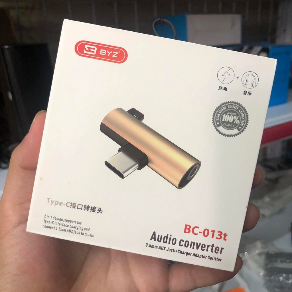 Cáp Chuyển Đổi BYZ BC-013t Vừa Sạc Vừa Nghe Nhạc Cho Các Dòng Máy Type-C Samsung, Oppo, Xiaomi